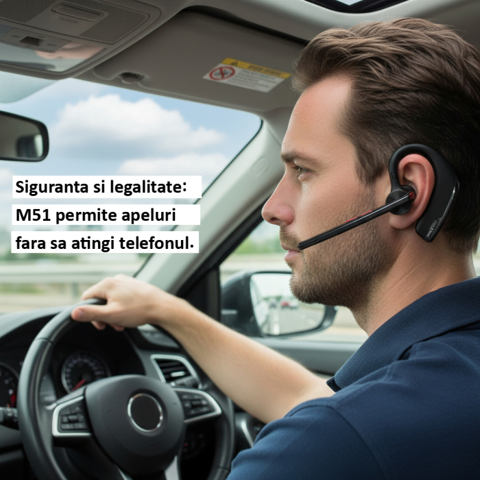Casca Bluetooth 5.2 Handsfree M51 – Autonomie 15 ore, Microfon ENC, Carcasa cu Afisaj Digital [5]