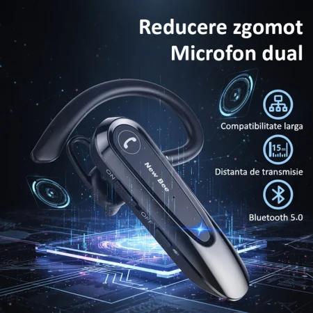 Casca Bluetooth 5.0 LC-B45 neagra si aspirator-suflanta auto 2-in-1 fara fir – set auto practic [6]