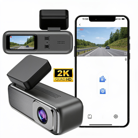 Camere auto - Camera auto DVR Model Q6 2K Quad HD, WiFi, aplicatie mobila, monitorizare parcare, USB-C, 12V