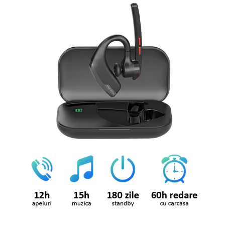 Casca Bluetooth 5.2 Handsfree M51 – Autonomie 15 ore, Microfon ENC, Carcasa cu Afisaj Digital [1]