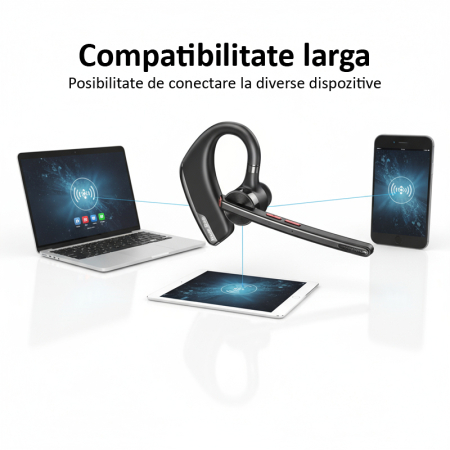 Casca Bluetooth 5.2 Handsfree M51 – Autonomie 15 ore, Microfon ENC, Carcasa cu Afisaj Digital [2]