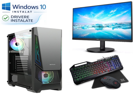 Pachete Gaming & Office - Pachet Calculator Gaming I5-4570 3.2Ghz, 16GB DDR3, 128GB SSD + 500GB HDD, Placa video FirePro W4100 4Gb Shared, Monitor 21,5 Inch, Kit Mouse + Tastatura