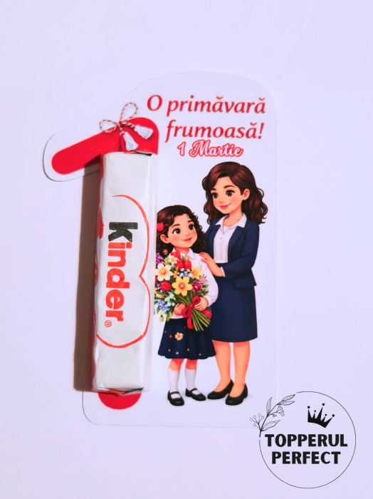 Cartonas Martisor 1 Martie cu Baiat + Profesoara / 1 bucată [2]