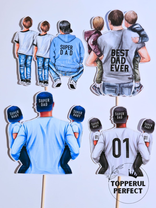 Toppere Siluete cu Tata + 2 Copii [1]