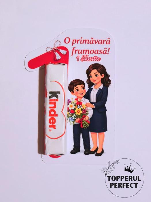 Cartonas Martisor 1 Martie cu Baiat + Profesoara   / 1 bucată [2]