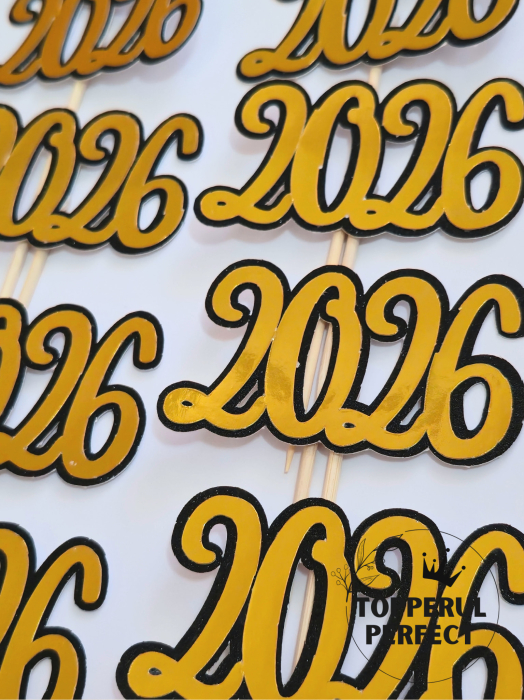 Topper 2026 Negru + Auriu / 1 Bucată [1]