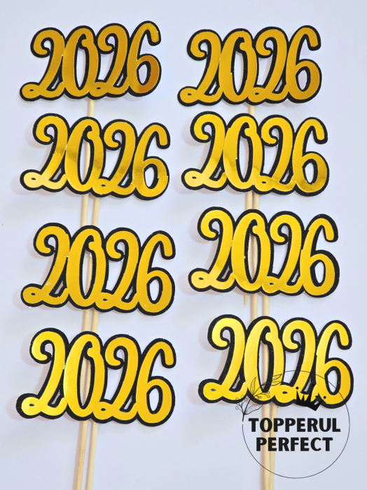 Topper 2026 Negru + Auriu / 1 Bucată [2]