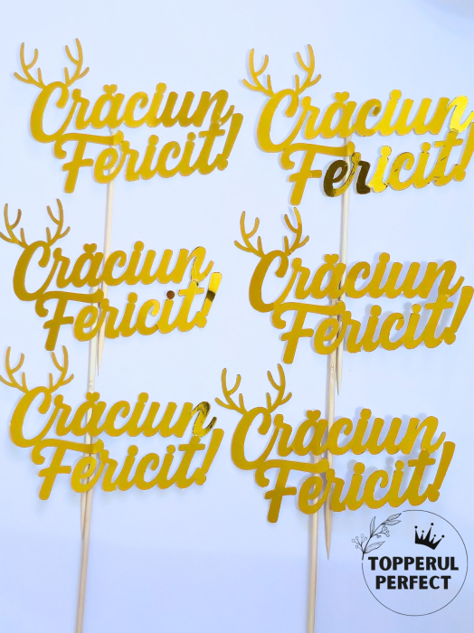 Topper Craciun Fericit cu Coarne Ren [1]