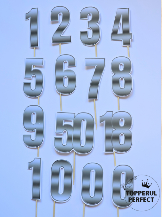 Set Toppere Cifre Gri cu Alb [1]