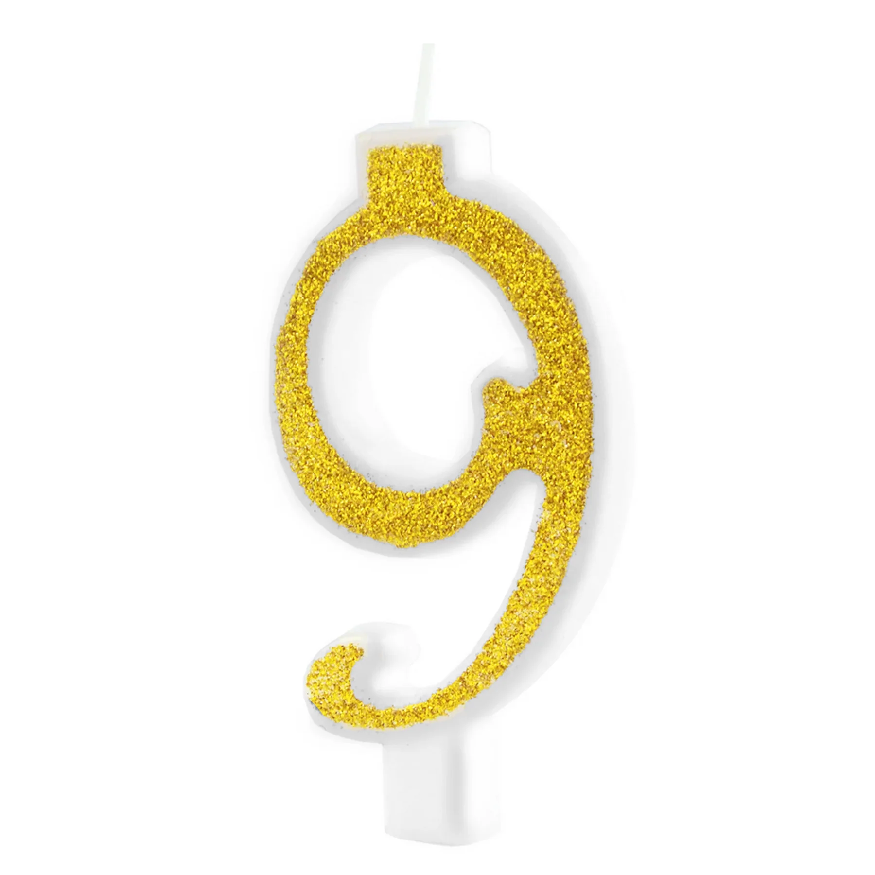 Lumanare Tort Auriu Glitter Cifra 9 - Decor Tort Aniversar [2]
