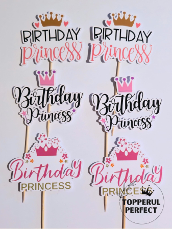Toppere cu Scris - Toppere Tort Happy Birthday Princess Roz – Decor Tort Fete