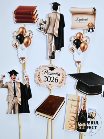 Absolvire Scoala - Set Toppere Promotia 2026 Absolvire Baiat Elegant