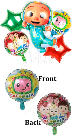 Articole Petrecere - Set 5 Baloane Cocomelon din Folie - Decoratiuni pentru Petreceri Copii si Aniversari Cocomelon
