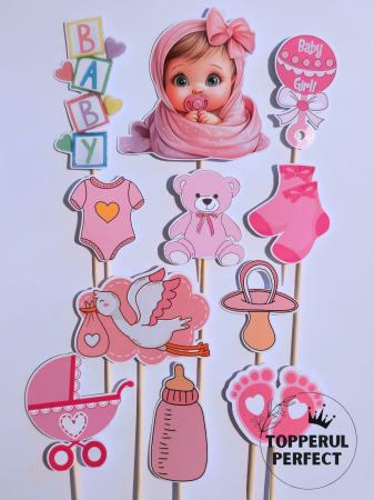 Toppere Torturi - Toppere Tort Baby Girl – Decor Tort Botez Si Aniversar