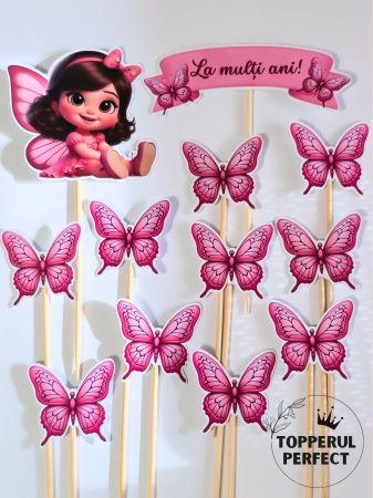 Toppere Torturi - Set Toppere Fetita cu Fluturi