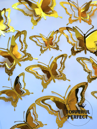 Fluturi 3D - Set Fluturi 3D Aurii