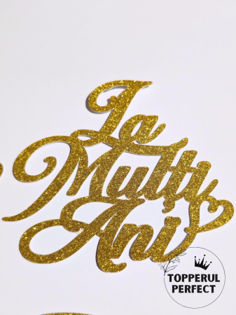 Set 6 Toppere Auriu Gliter cu La Multi Ani [3]