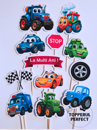 Toppere Masini - Toppere Tort Masini Si Tractoare – Decor Tort Copii