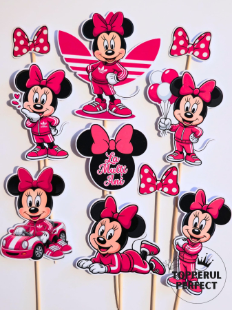 Toppere Minnie & Mickey - Toppere tort Minnie Mouse Adidas – Decor tort tematic Minnie Mouse