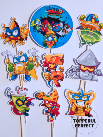 Toppere Desene Animate - Toppere Tort Super Zings – Decor Tort Copii