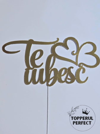 Toppere cu Scris - Topper Te Iubesc Auriu /1 Bucată