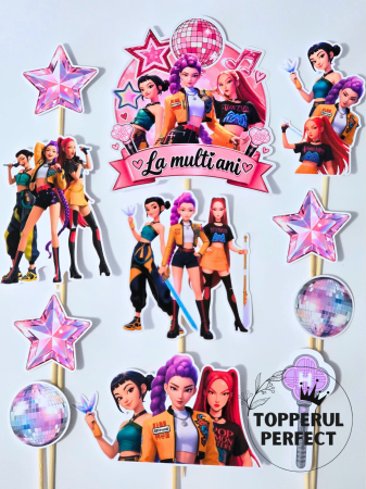 Toppere Torturi - Toppere Tort KPop Demon Hunters Fete - Decor Tort KPop