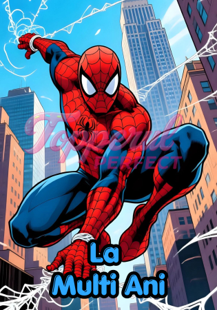 Vafe Paste - Vafa Comestibila pentru Tort Spider-Man - La Multi Ani - Decor Tort