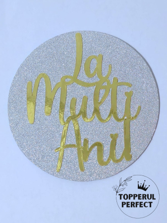 Toppere Torturi - Topper Rotund La Multi Ani - Argintiu