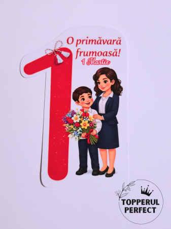 1 Martie - Cartonas Martisor 1 Martie cu Baiat + Profesoara   / 1 bucată