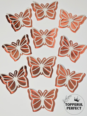 Fluturi - Set Fluturi 3D Piersica + Argintiu