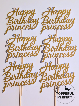 Decoratiuni Toppere - Toppere Tort Happy Birthday Princess – Decor Tort Princess