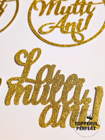 Set 6 Toppere Auriu Gliter cu La Multi Ani [2]