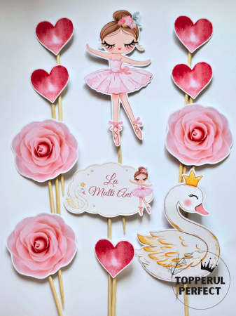 Toppere Torturi - Set Toppere Balerina & Lebada pentru Fete