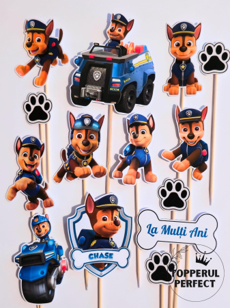 Toppere Torturi - Toppere tort Paw Patrol baieti motor si masina – Decor tort Paw Patrol aniversare copii