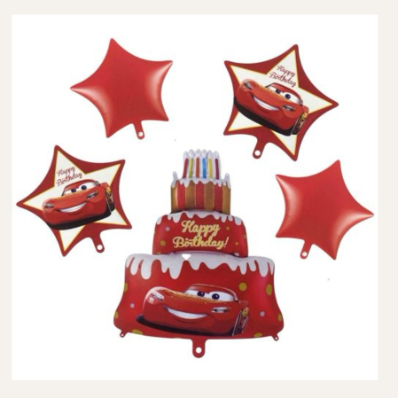 Articole Petrecere - Set 5 Baloane Cars - Fulger McQueen din Folie - Decoratiuni pentru Petreceri Copii si Aniversari Disney Pixar