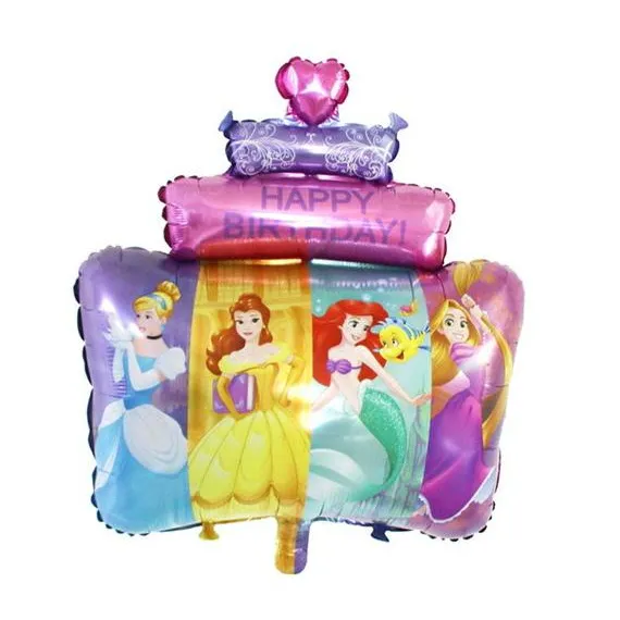 Articole Petrecere - Baloane Printese Forma Tort din Folie - Decoratiuni pentru Petreceri Copii si Aniversari Printese