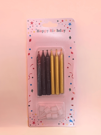 Lumanari Tort - Lumanari Tort Negru si Auriu - Decoratiuni Premium pentru Tort Aniversar si Petreceri