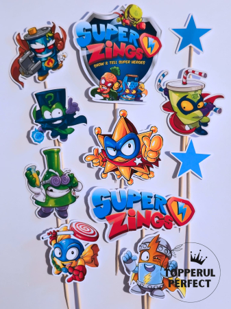 Toppere Desene Animate - Toppere Tort Eroi Super Zings – Decor Tort Aniversar