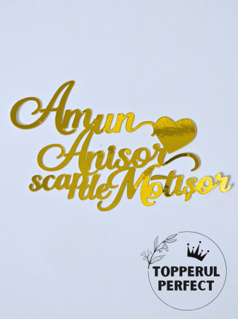Decoratiuni Toppere - Topper Am un Anisor scap de Motisor - Mot  Auriu /1 Bucată