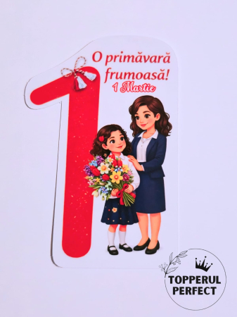 1 Martie - Cartonas Martisor 1 Martie cu Baiat + Profesoara / 1 bucată