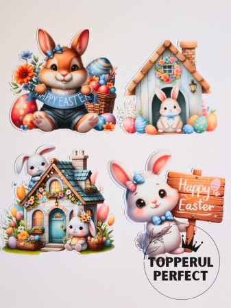 Toppere Tort de PASTE - Toppere Tort Paste Happy Easter Frontale – Decor Tort Paste Modern