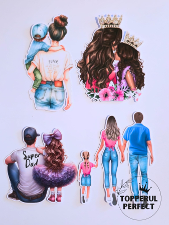 Toppere Femei - Toppere Tort Mama Tata Fiica – Decor Tort Familie