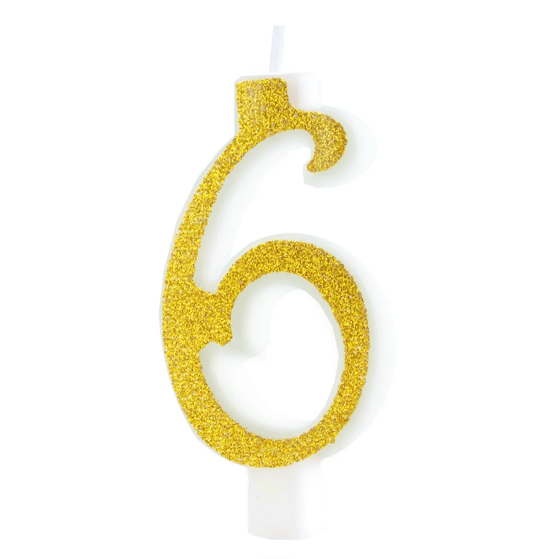 Lumanare Tort Auriu Glitter Cifra 6 - Decor Tort Aniversar [1]