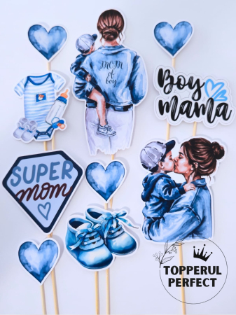 Toppere Siluete - Toppere Tort Mama Boy | Decoratiuni Tort & Set Toppere