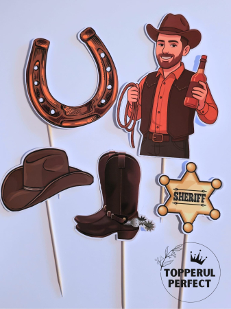 Toppere Meserii - Toppere tort cowboy – decor tort tematic western