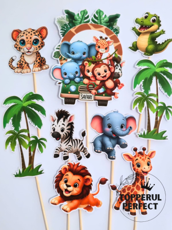 Toppere Torturi - Toppere Tort Animale Jungla – Set Aniversar Safari Decor
