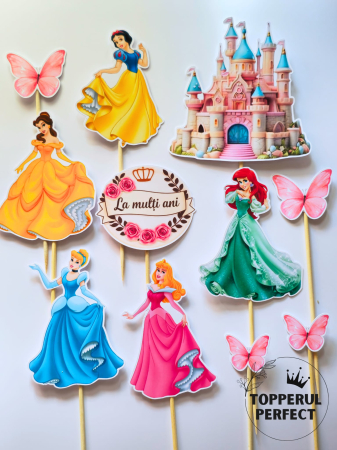 Toppere Torturi - Set Toppere Printese Disney cu Castel