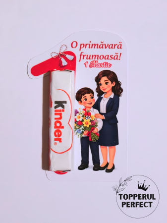 Cartonas Martisor 1 Martie cu Baiat + Profesoara   / 1 bucată [1]