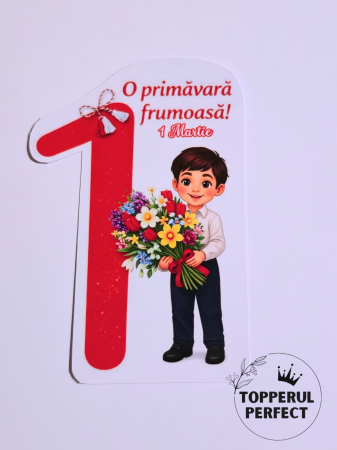 1 Martie - Cartonas Martisor 1 Martie cu Baiat  / 1 bucată