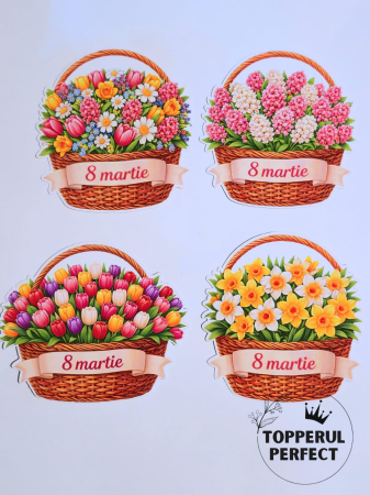 8 Martie - Toppere tort 8 martie – idei inspirate de decor pentru torturi cu cosuri de flori